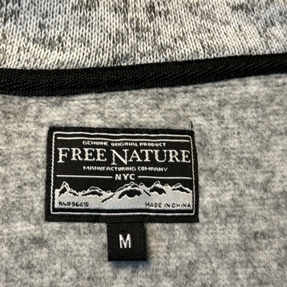 Free Nature Men's Gray Fleece Button Mock Pullover in size M - Picture 3 of 7